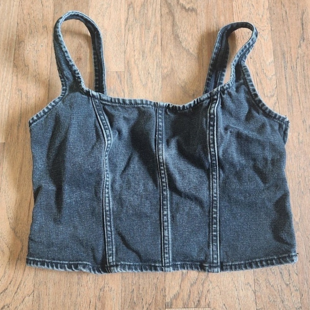 Abercrombie & Fitch Black Denim Crop Tank Top